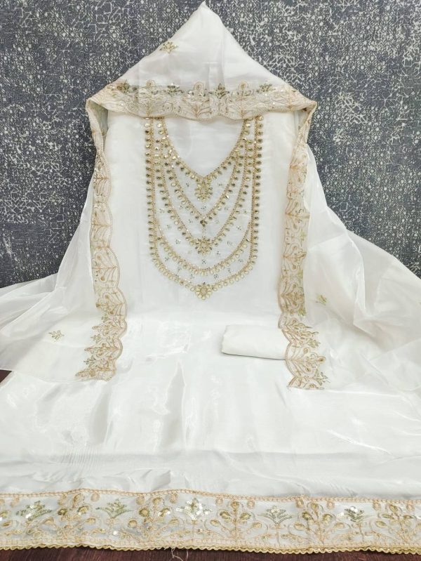 Vastarafabs Satin Embroidered Suit Fabric