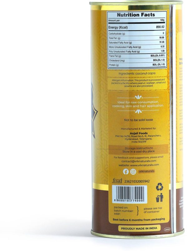 VRK naturals CONSCIOUSLY PURE VRK Diet 1L Coconut Oil