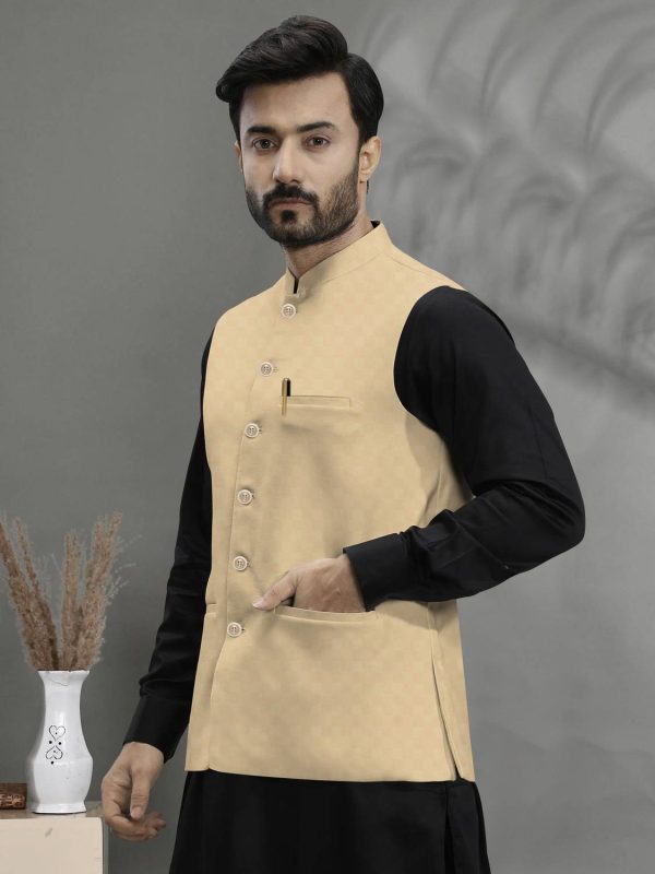 W S TEXTILE Self Design Men Waistcoat
