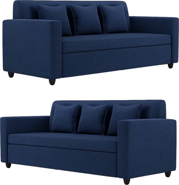 WAKESURE Premium Quality 3 Seater With Ottoman Jute Fabric 3 + 1 Sofa Set