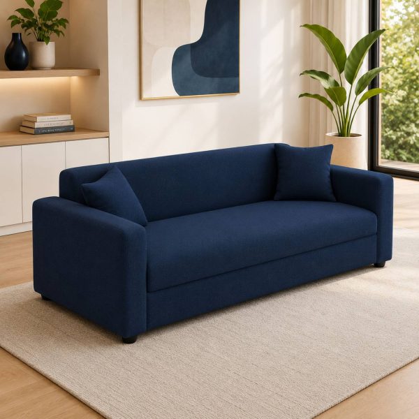 WAKESURE Premium Quality Jute Fabric 3 Seater Sofa