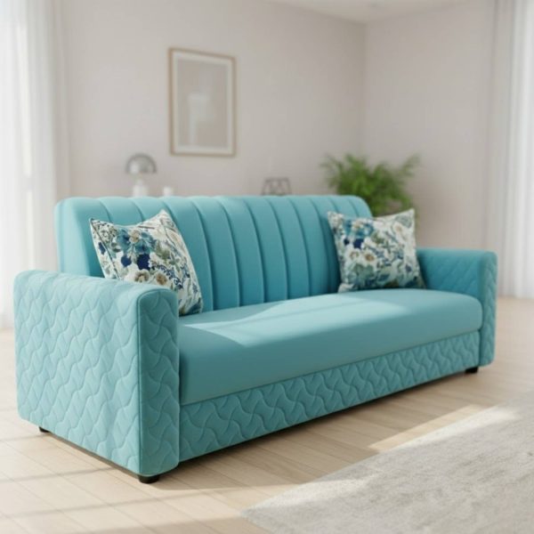 WAKESURE Premium Quality Velvet Fabric 3 Seater Sofa
