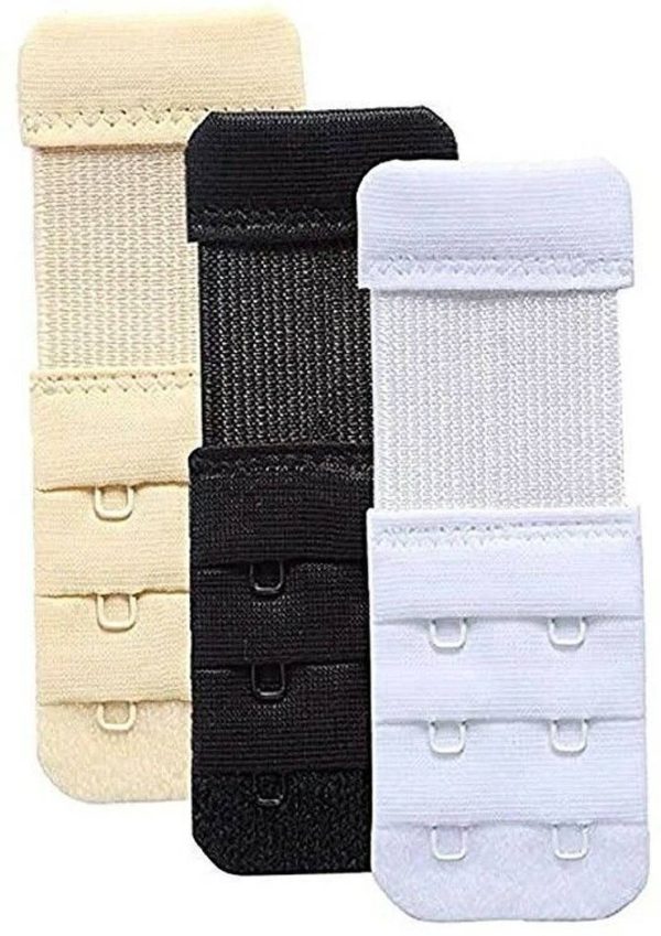 Wooger Bra Hook Extender Premium Quality (White, Beige, Black Pack Of 3) Hook Extender