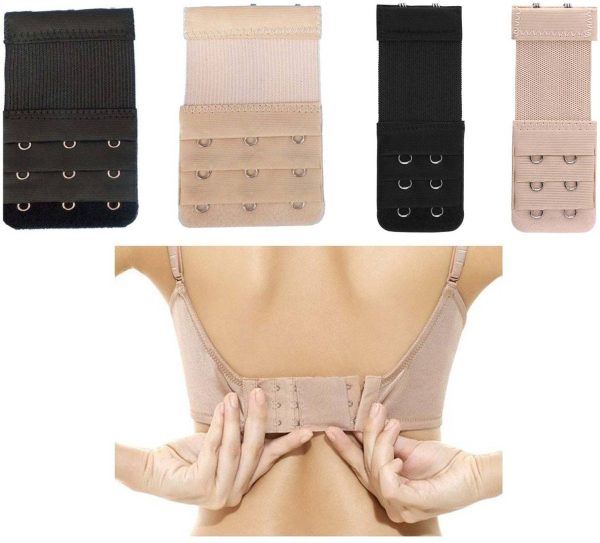 Wooger Premium Bra 3 Hook 3 Eye Extender (Beige, Pack Of 3) Hook Extender