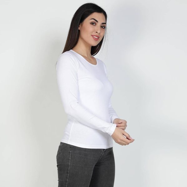 Wrodss Solid Women Round Neck White T-Shirt