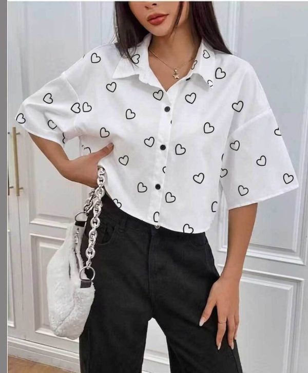 XNOCKY Women Printed Casual White Shirt