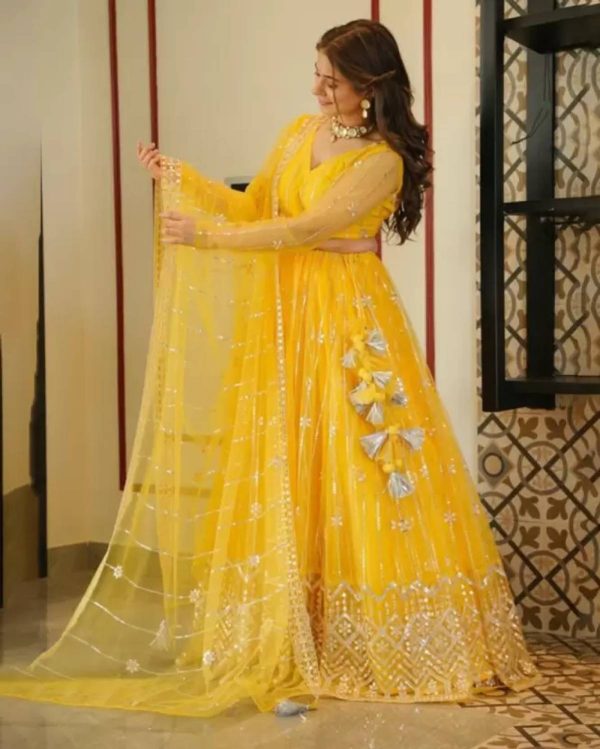 Yozzby Embroidered Semi Stitched Lehenga Choli