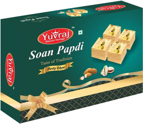 Yuvraj Food Product Desi Ghee Soan papadi (patisa ) Famous sweets 250 Gm pack Box
