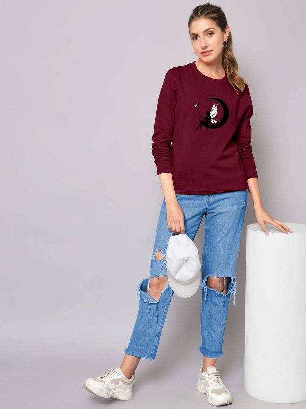 ZentWorld Printed Women Round Neck Maroon T-Shirt