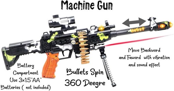 ZUNBELLA Musical Army Style Toy for Kids with Music, Lights & Laser Guns Darts & Plastic Bullets