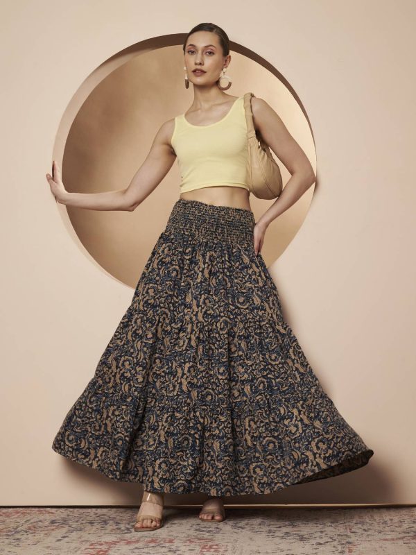 ZWERLON Printed Women Flared Blue Skirt